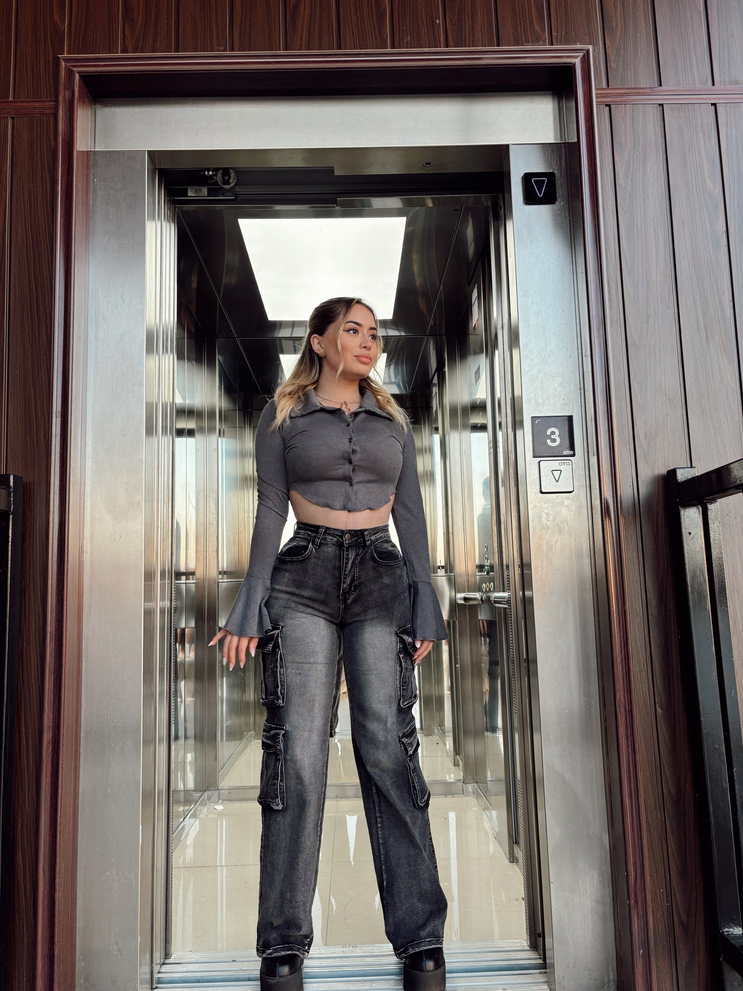 Jeans Cargo Gris