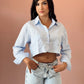 Camisa Celeste Rayas