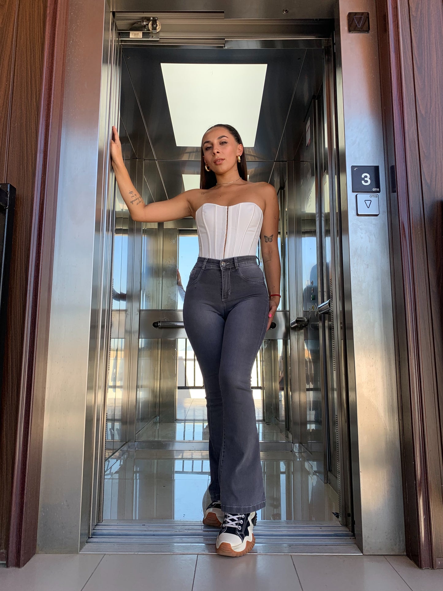 Jeans Flare Gris