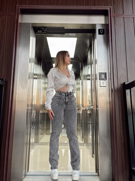 Jeans Recto Gris