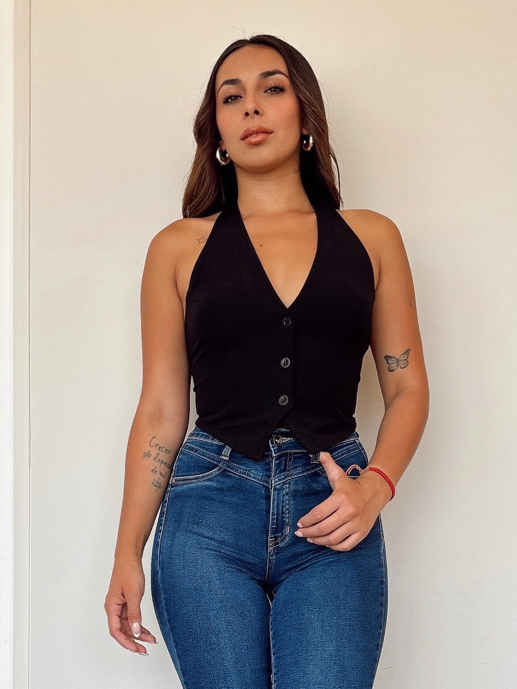 Top Botón Negro