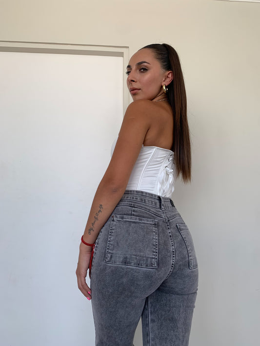 Jeans Roma Gris Rectos