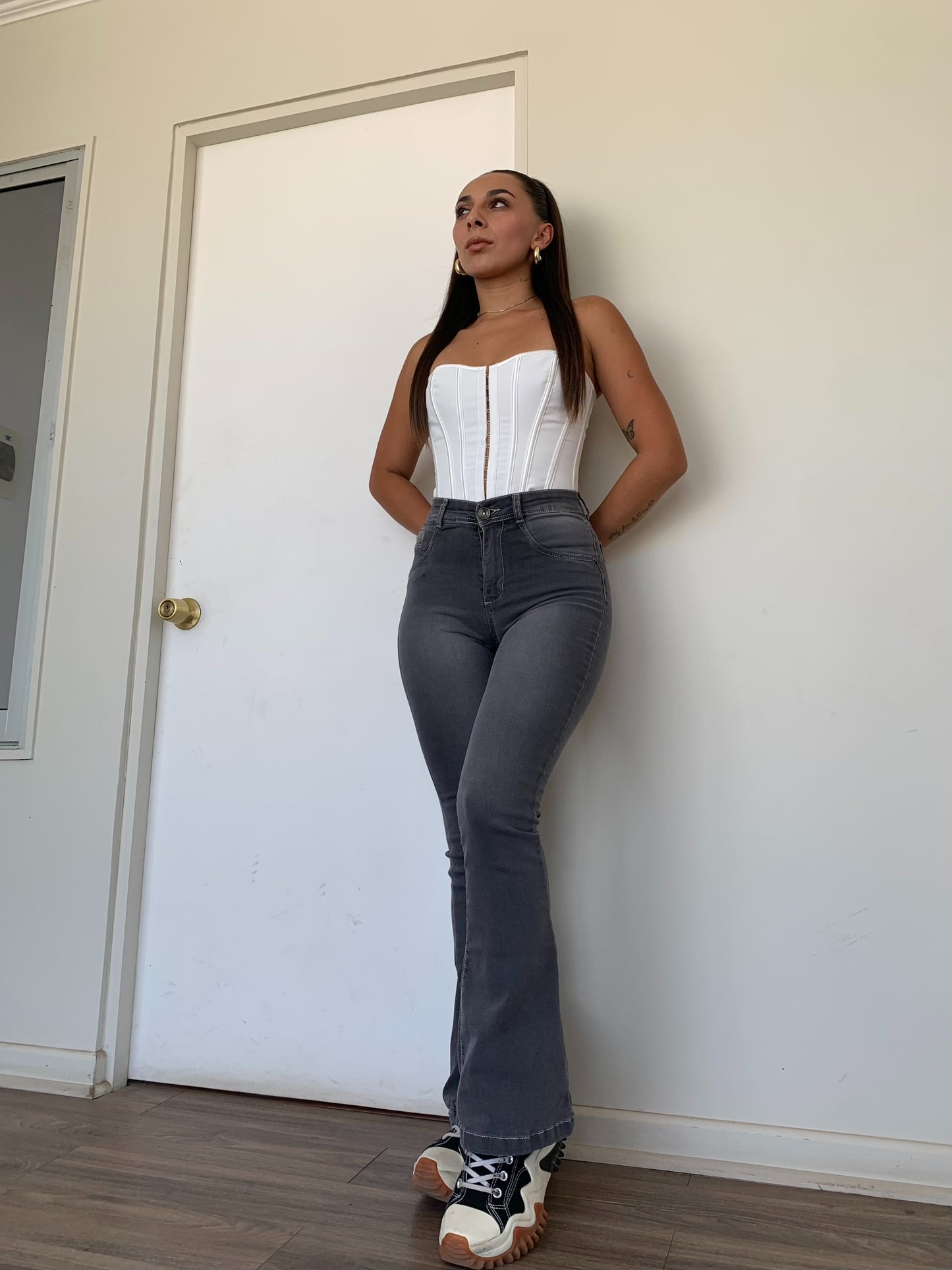 Jeans Flare Gris