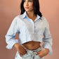 Camisa Celeste Rayas